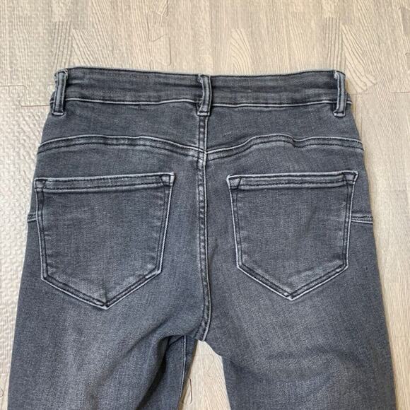 Allsaints Jeans Womens 24 Gray Denim Miller Push Up Super Skinny Stretch Raw Hem - Picture 10 of 16